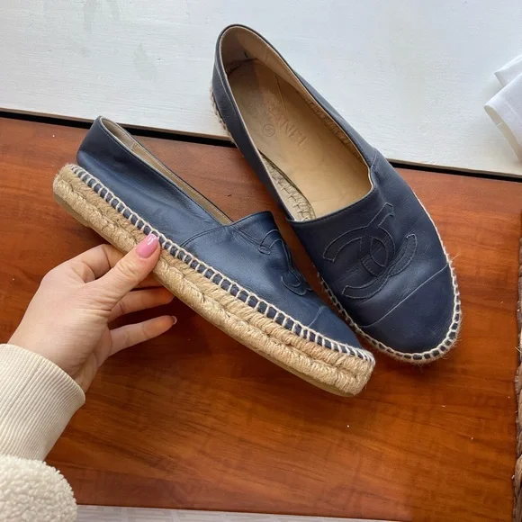 Chanel Navy Blue leather Espadrilles - Picture 3 of 7